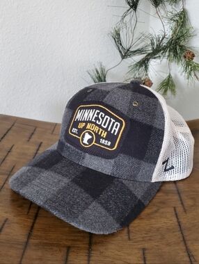Minnesota Up North Zephyr Buffalo Plaid Trucker Hat Unisex